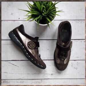 STUART WEITZMAN Studded Bronze Brown Velcro Sneakers 8.5 EUC